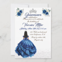 Blue Floral Princess Girl Birthday Party