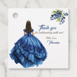 Blue Floral Princess Girl Birthday Party Geschenkanhänger