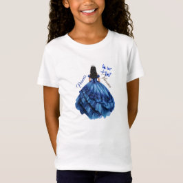 Blue Floral Princess Girl Birthday Party T-Shirt