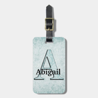 Blue Floral Print A monogram Initialen Geschenke Gepäckanhänger