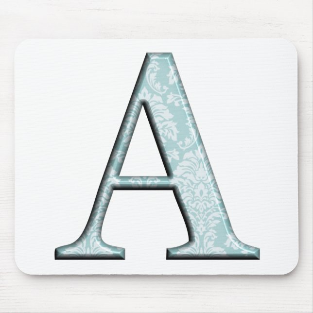 Blue Floral Print A monogram Initialen Geschenke Mousepad (Vorne)