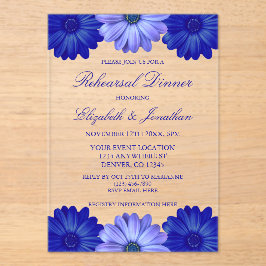 Blue Floral Probe Dinner Acryleinladungen