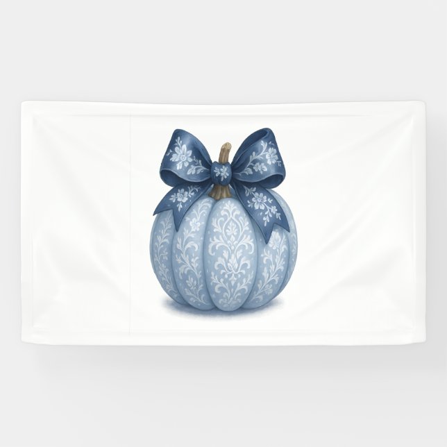 Blue Floral Pumpkin Banner (Horizontal)