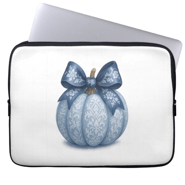 Blue Floral Pumpkin Laptopschutzhülle (Vorderseite)