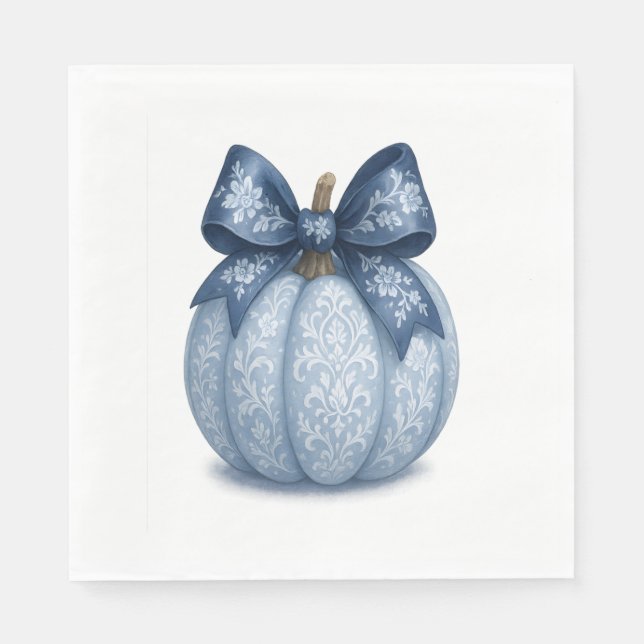 Blue Floral Pumpkin Serviette (Vorderseite)