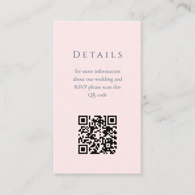 Blue Floral QR Code Wedding Enclosure Card Begleitkarte (Vorderseite)