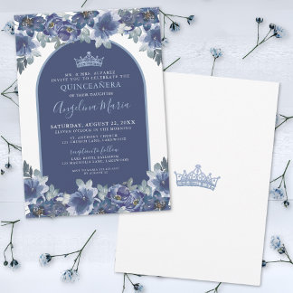 Blue Floral Quinceanera Geburtstag Einladung