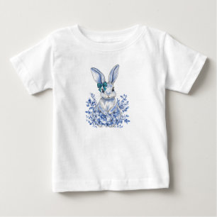 Blue Floral Rabbit 1. Geburtstag für Kinder Baby T-shirt