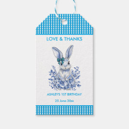 Blue Floral Rabbit 1. Geburtstag Party Geschenk Ta Geschenkanhänger