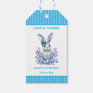 Blue Floral Rabbit 1. Geburtstag Party Geschenk Ta Geschenkanhänger