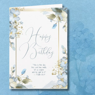 Blue Floral Religious Geburtstagskarte mit Schrift Karte