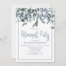 Blue Floral Retirement Party Einladung