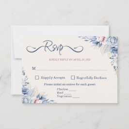 Blue Floral RSVP Card Karte