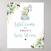 Blue Floral Safari Animals Drive by Baby Dusche