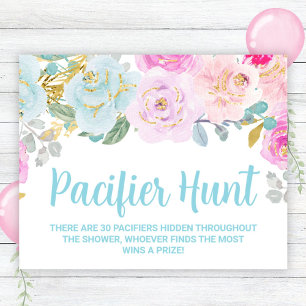 Blue Floral Schnuller Hunt Baby Duschgel Spielzeic Poster
