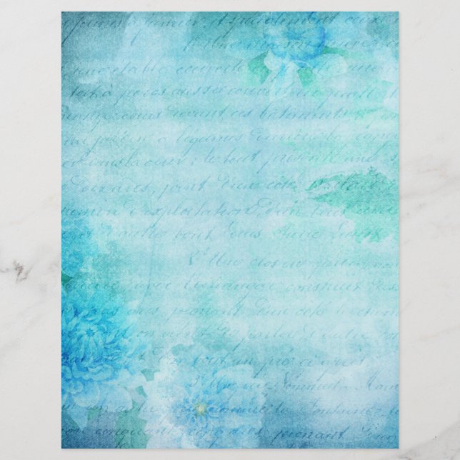 Blue Floral Scrapbook Ephemera (Vorderseite)