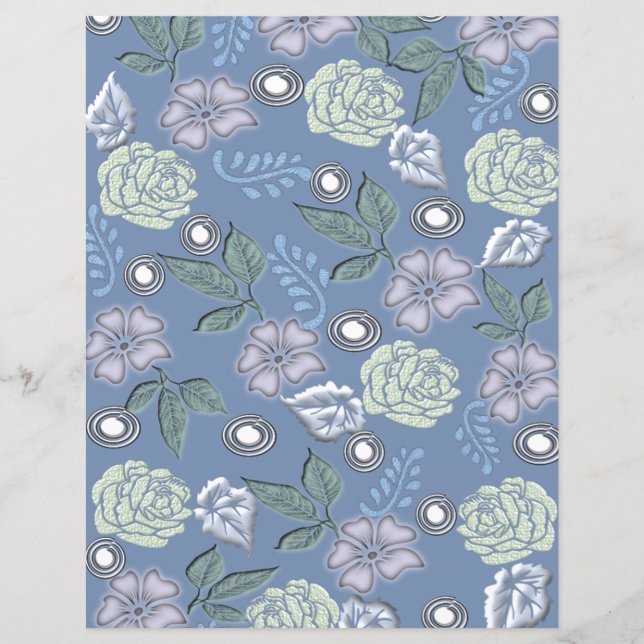 Blue Floral Scrapbook Paper (Vorderseite)