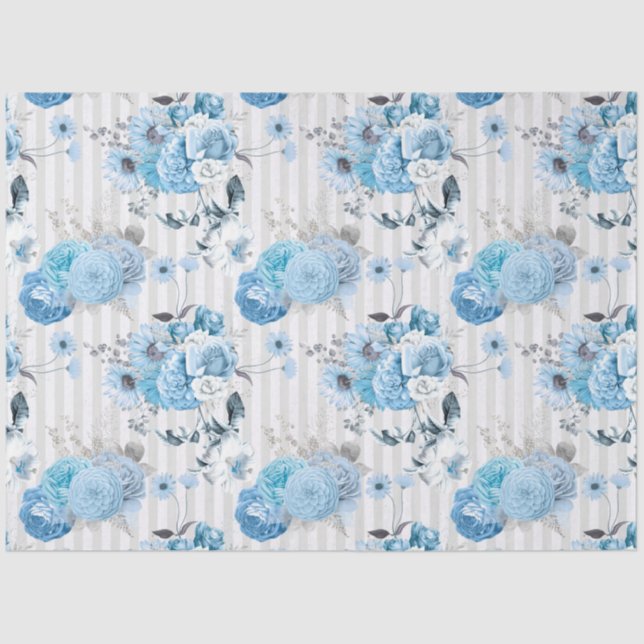 Blue Floral Series Design 10 Seidenpapier (Vorderseite)