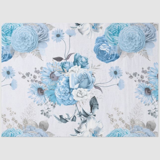 Blue Floral Series Design 1 Seidenpapier (Vorderseite)