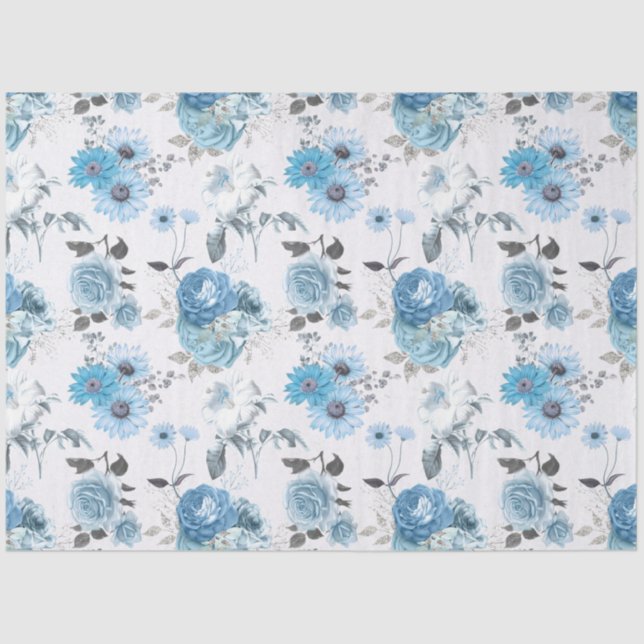 Blue Floral Series Design 5 Seidenpapier (Vorderseite)