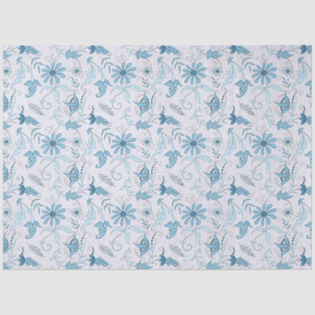 Blue Floral Series Design 7 Seidenpapier (Vorderseite)