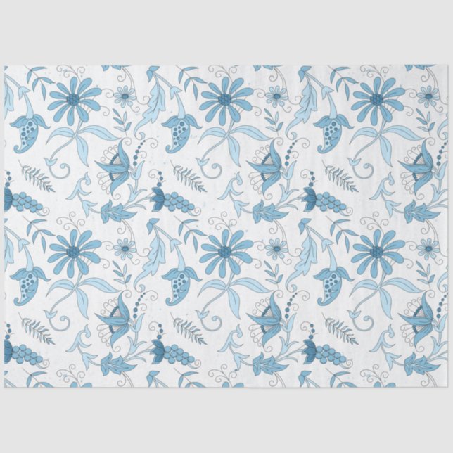 Blue Floral Series Design 8 Seidenpapier (Vorderseite)
