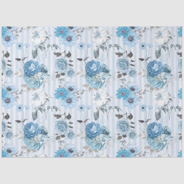 Blue Floral Series Design 9 Seidenpapier (Vorderseite)
