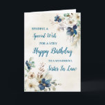 Blue Floral Sister Law Birthday Card Karte<br><div class="desc">Eine schöne Visitenkarte für Ihre Juristenschwester an ihrem Geburtstag mit eleganten marineblauen und cremefarbenen Blume.</div>