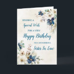 Blue Floral Sister Law Birthday Card Karte<br><div class="desc">Eine schöne Visitenkarte für Ihre Juristenschwester an ihrem Geburtstag mit eleganten marineblauen und cremefarbenen Blume.</div>