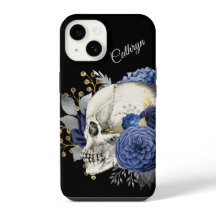 Blue Floral Skull Personalisiert
