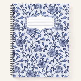 Blue Floral Spiral Notebook 8.5x11 – Blue & White  Notizbuch