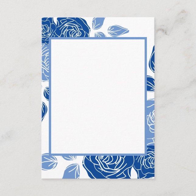 Blue Floral Stilvolle Rose Chic Simple Wedding Begleitkarte (Vorderseite)