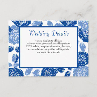 Blue Floral Stilvolle Rose Chic Simple Wedding Begleitkarte