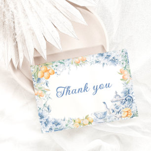 Blue Floral Teapot Wedding Danke Card