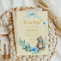 Blue Floral Teddy Bear Es ist eine Baby-Dusche
