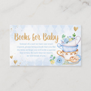 Blue Floral Tee Party Baby Shower Books for Baby Begleitkarte