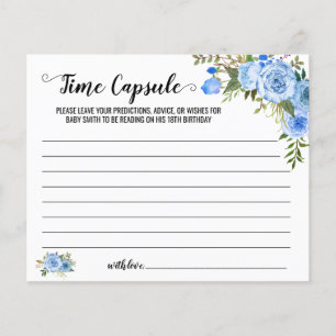 Blue Floral Time Capsul Advice for Baby card Flyer