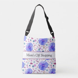 Blue Floral Tote Bag | Individuelle Name Tragetaschen Mit Langen Trägern
