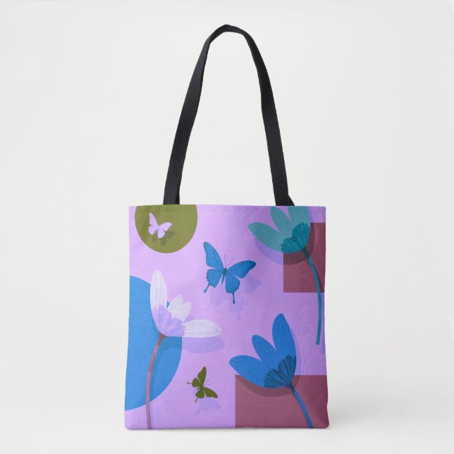 Blue Floral Tote Bag – Modern Abstract Design (Vorderseite)