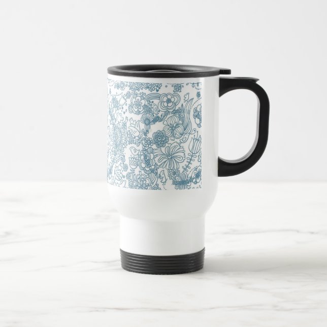 Blue Floral Travel Mug Reisebecher (Rechts)