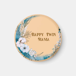 Blue Floral Twin Mama Magnet