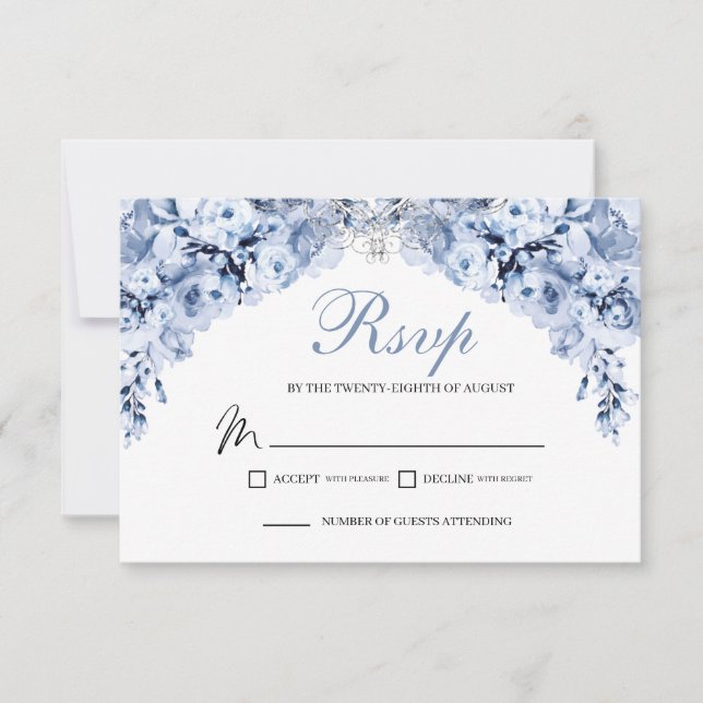 Blue Floral UAWG Enclosure Card RSVP Karte (Vorderseite)