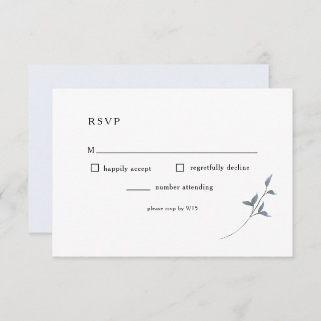 Blue Floral UAWG Wedding Card RSVP Karte (Vorne/Hinten)