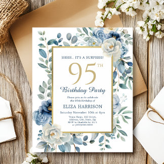 Blue Floral Überraschung 95. Budget Einladung