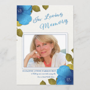 Blue Floral Vielen Dank Beileid Custom Foto Card Dankeskarte