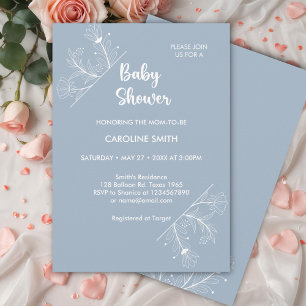 Blue Floral Vintag Baby Dusche Einladung
