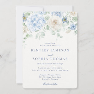 Blue Floral Vintag Botanical Wedding Einladung
