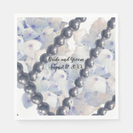 Blue Floral Vintag Pearls Hochzeitspapier Napkins Serviette