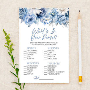Blue Floral Was ist in Purse Brautparty Game Briefpapier