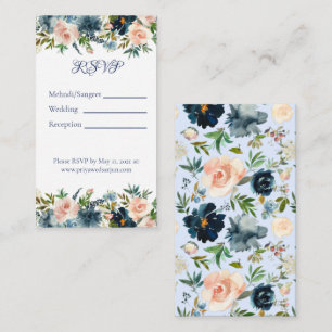 Blue Floral Watercolor Multi Event Details Karte